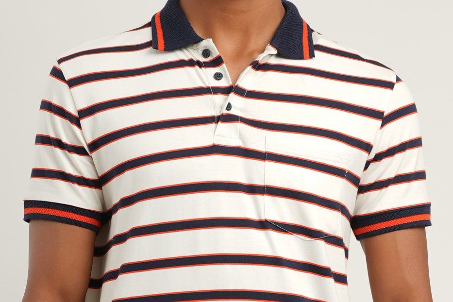 cream navy stripe