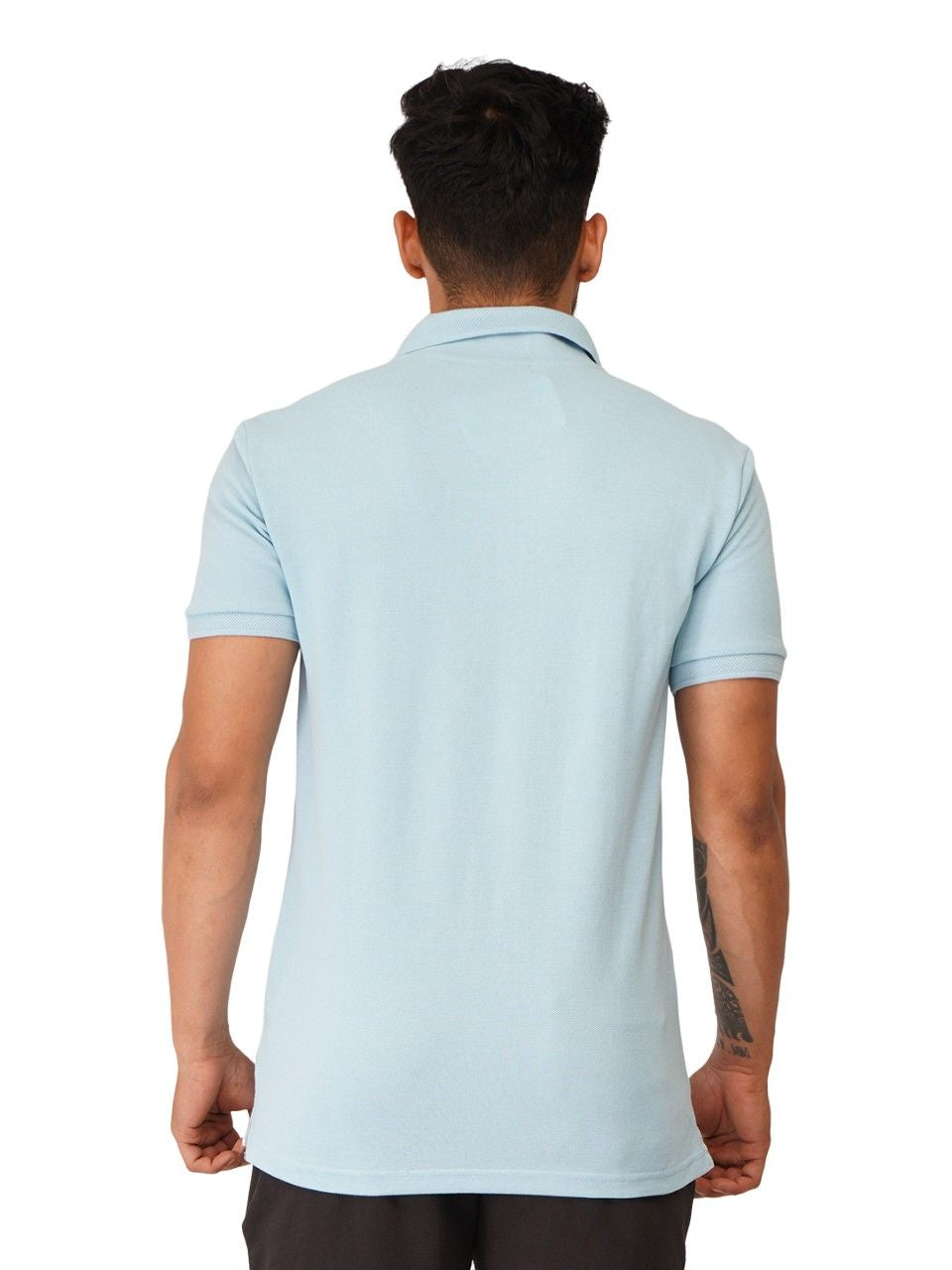Ecolove Men's Plain Polo T-shirt-Sky Blue