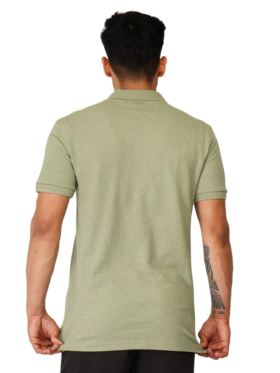 Ecolove Men's Plain Polo T-shirt-Olive