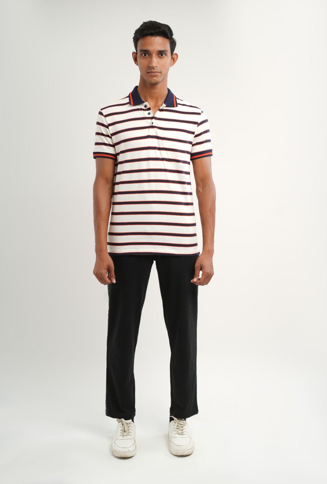 cream navy stripe