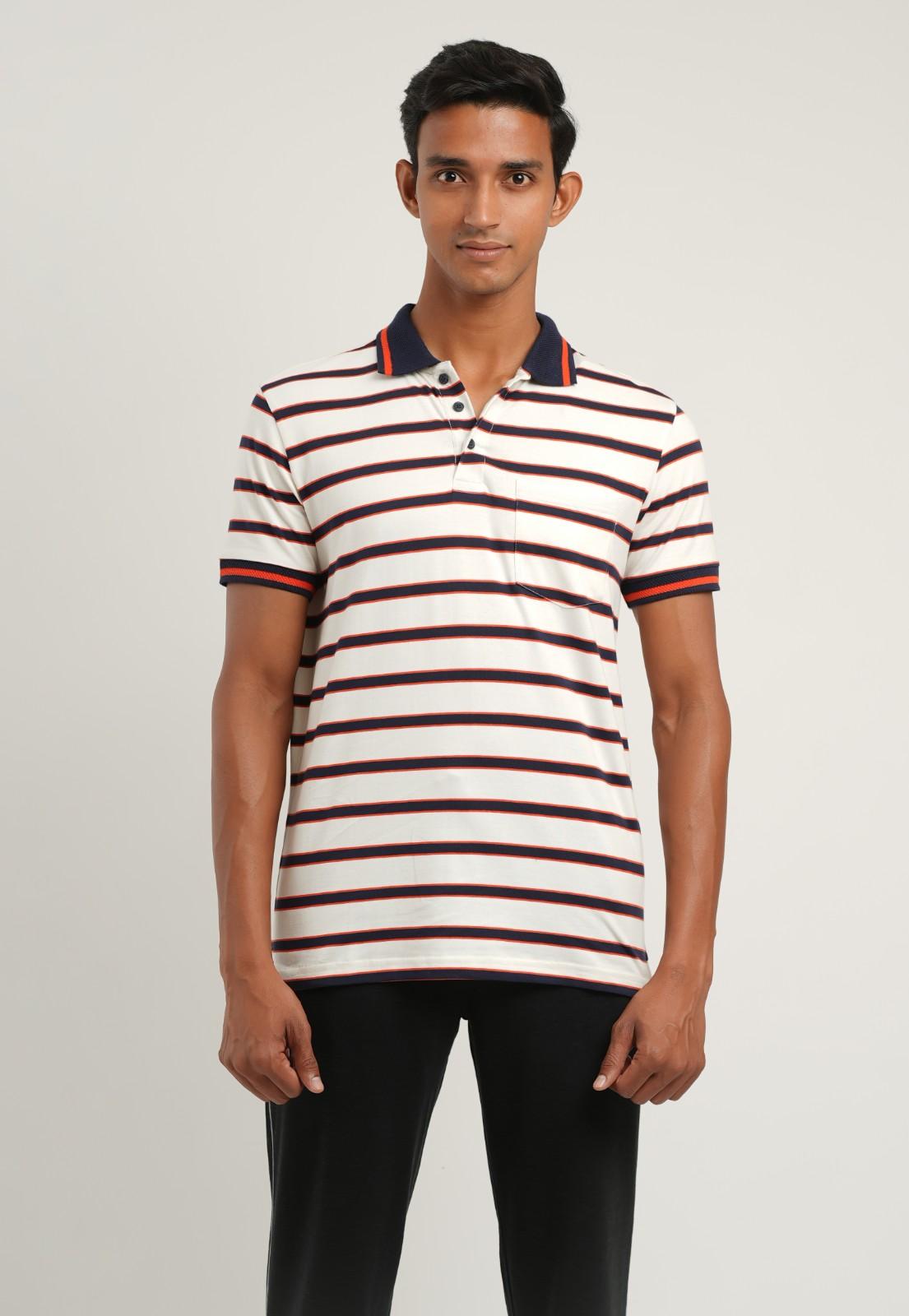 cream navy stripe