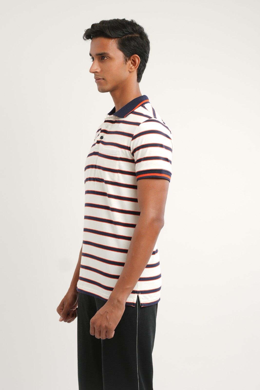 cream navy stripe