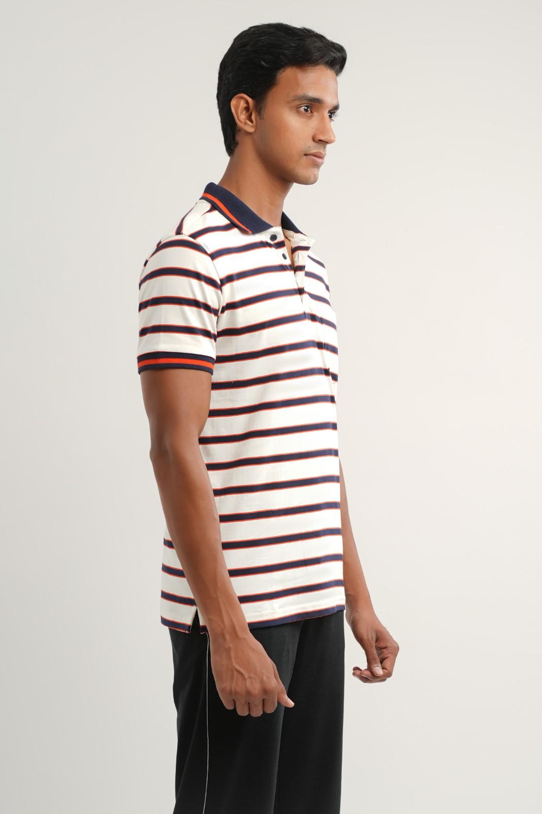 cream navy stripe
