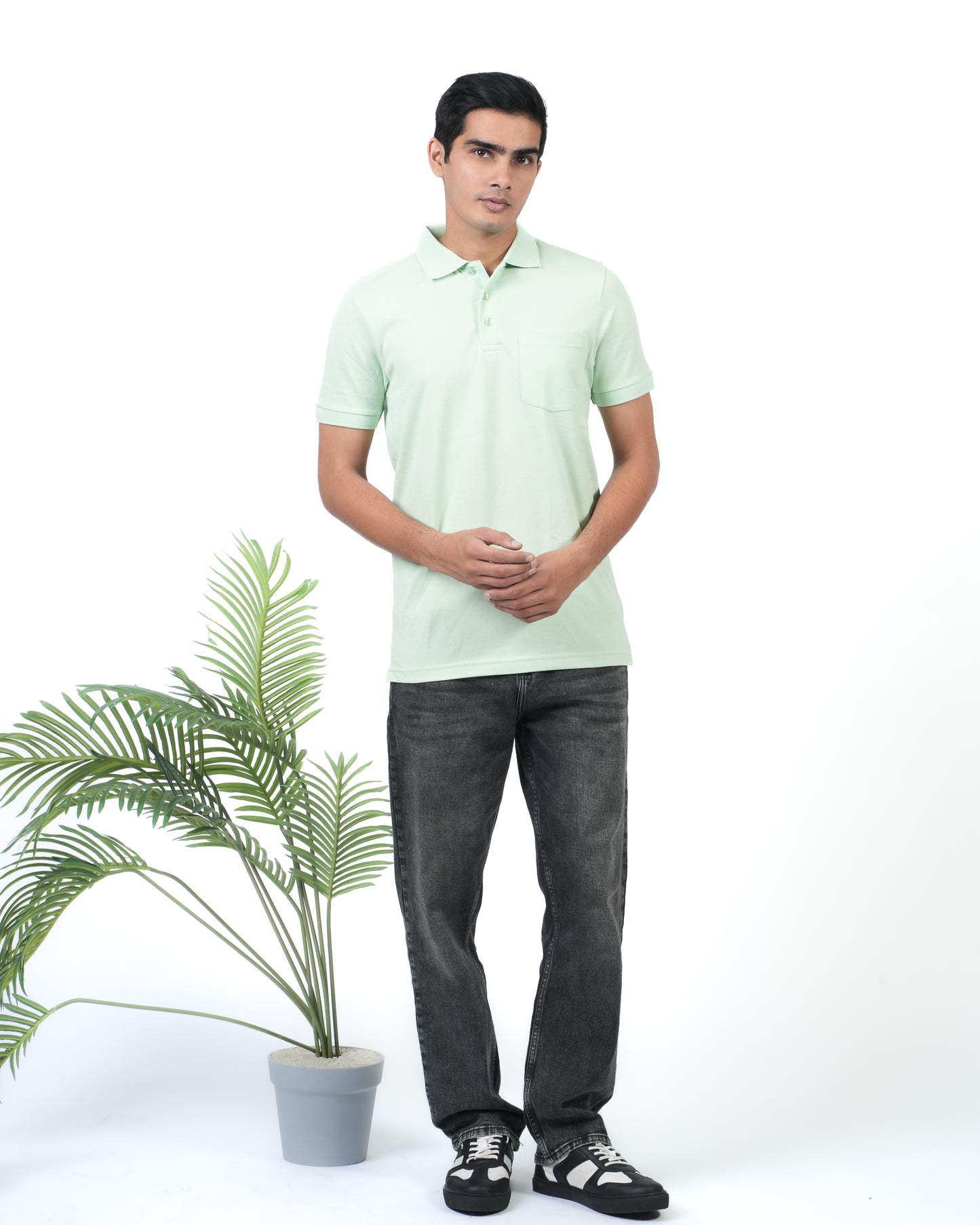 Ecolove Men's Plain Polo T-shirt - P Green