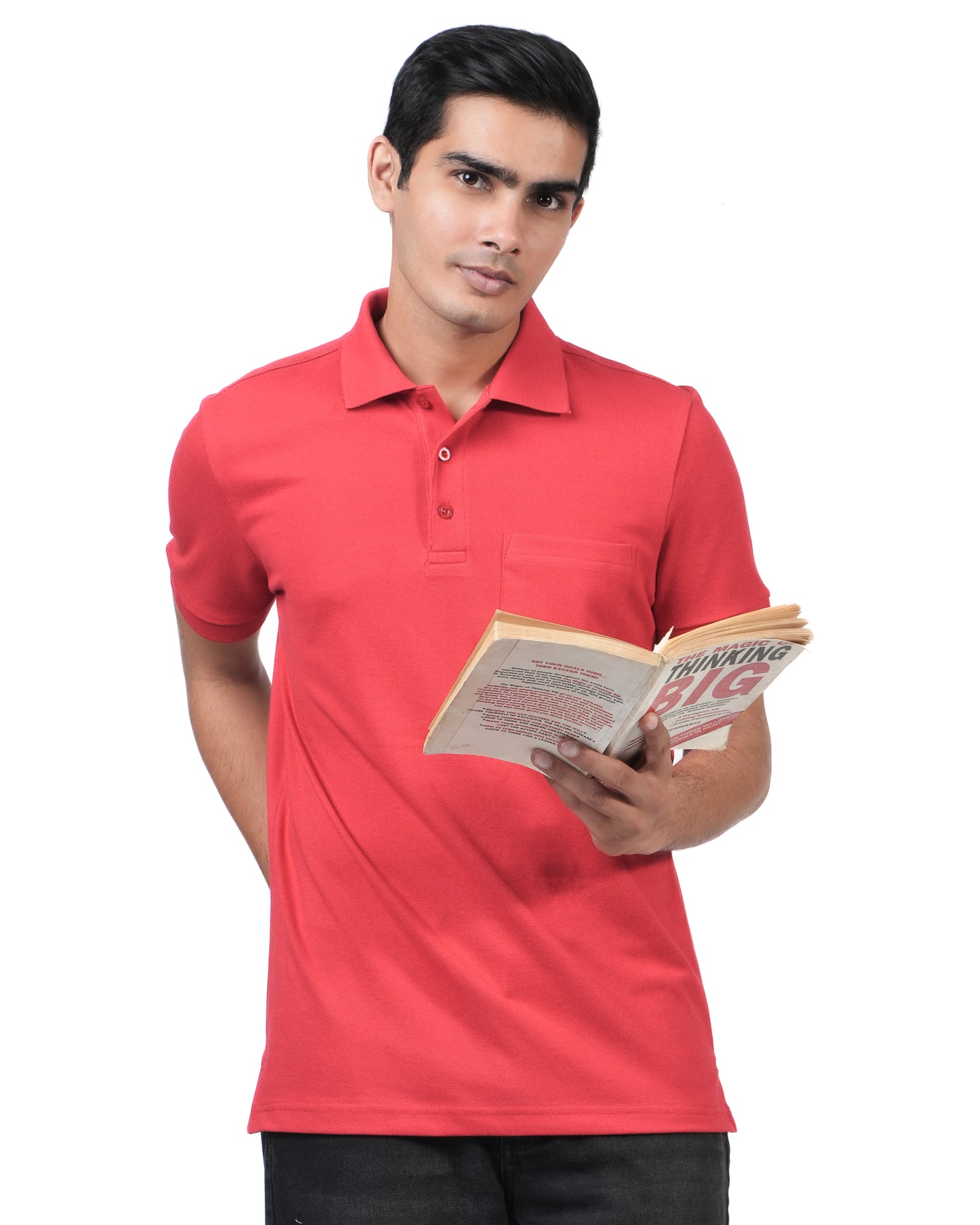 Ecolove Men's Plain Polo T-shirt - Red