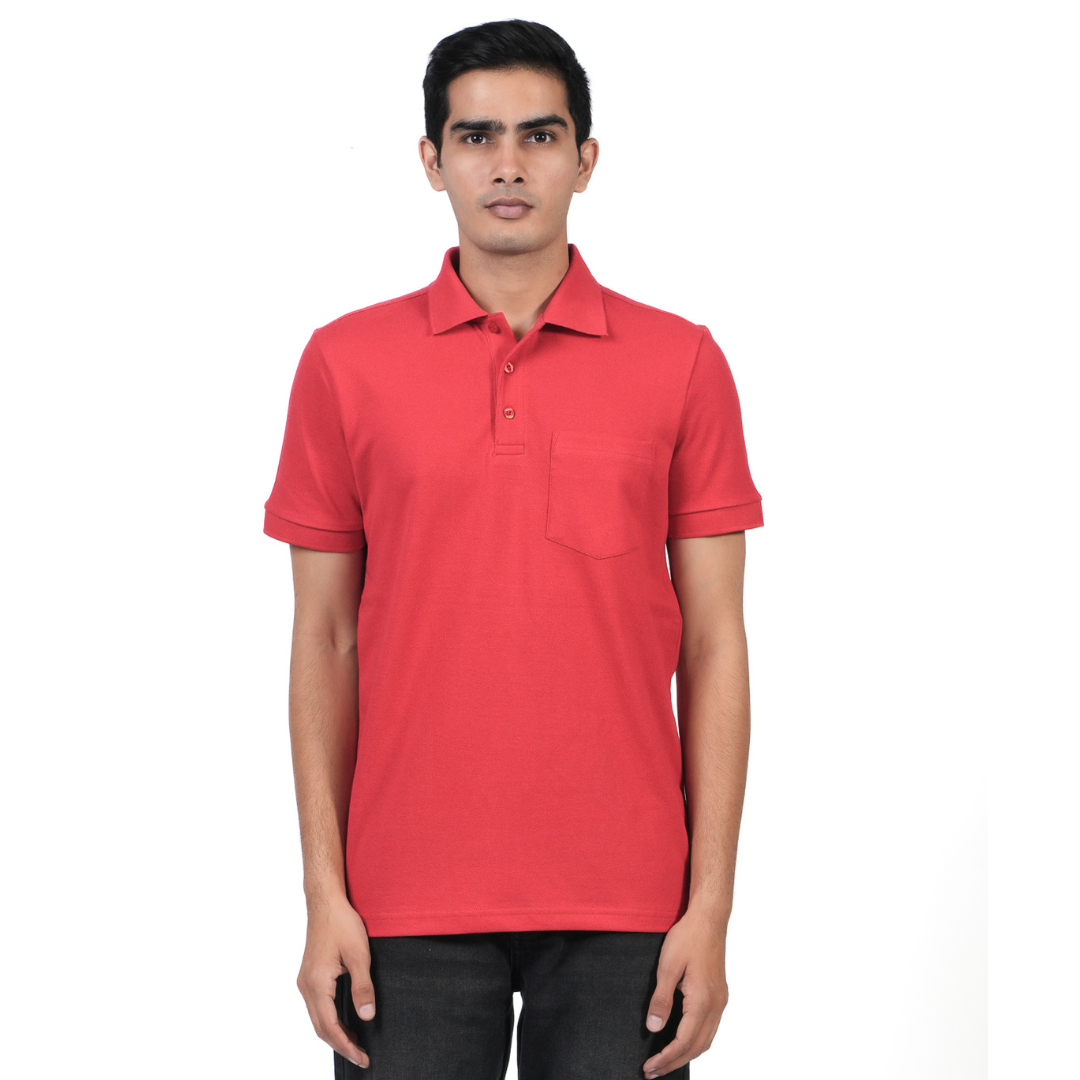 Ecolove Men's Plain Polo T-shirt - Red