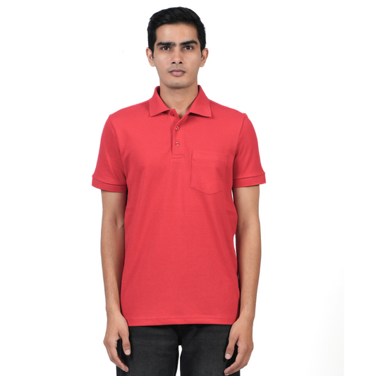 Ecolove Men's Plain Polo T-shirt - Red