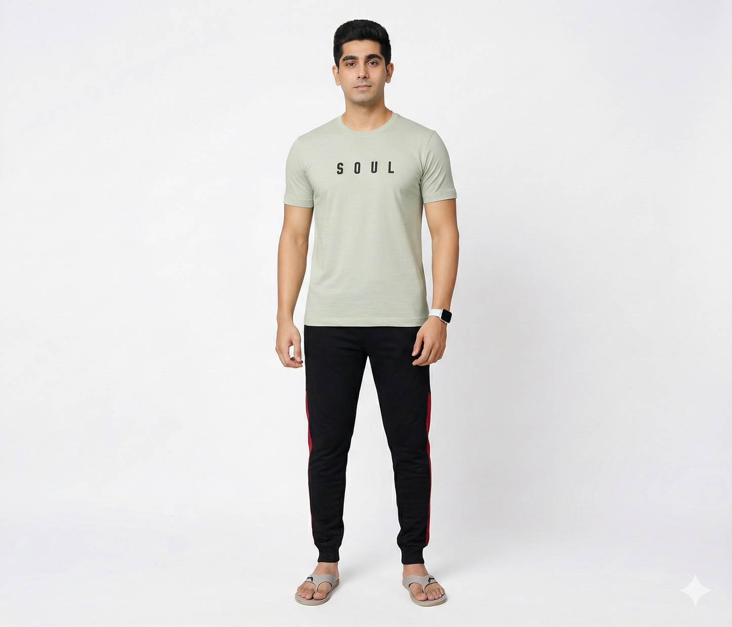 Men's Green "SOUL" Round Neck T-Shirt & Black Jogger Combo