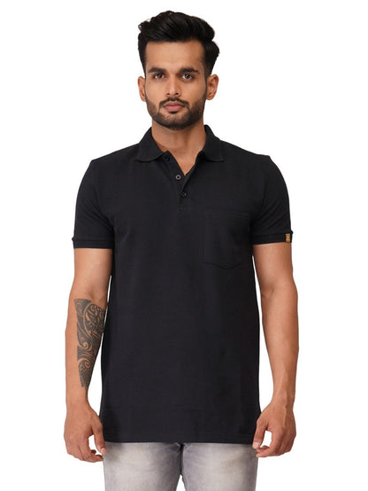 Ecolove Men's Plain Polo T-shirt - Black