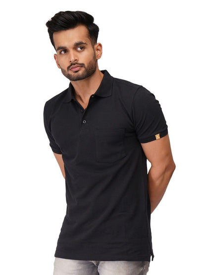 Ecolove Men's Plain Polo T-shirt - Black