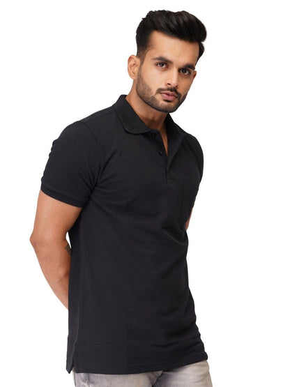 Ecolove Men's Plain Polo T-shirt - Black