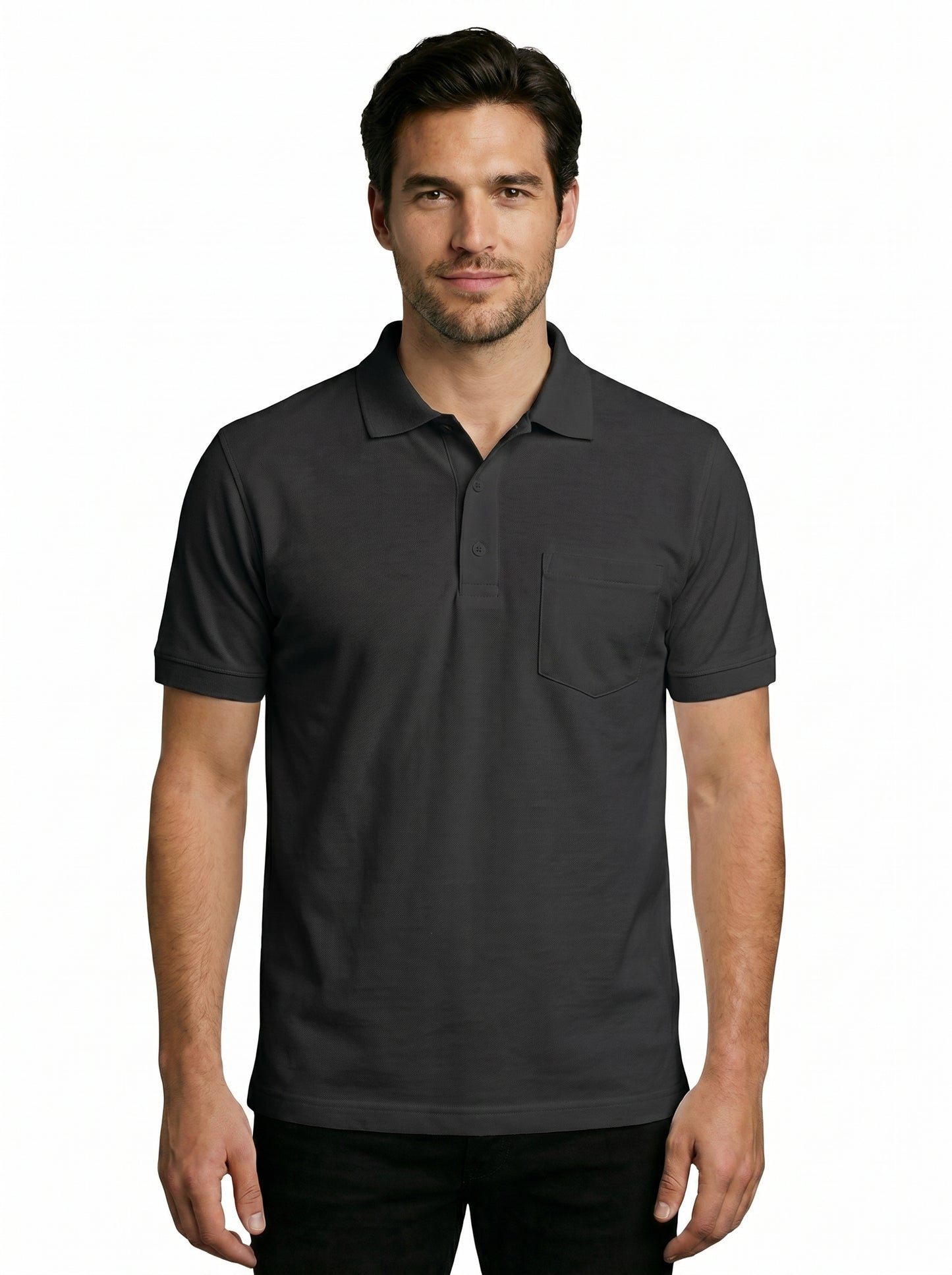 EcoLove Men's Polo T-Shirt, Short Sleeve, Collar Neck, Casual Wear - BLACK
