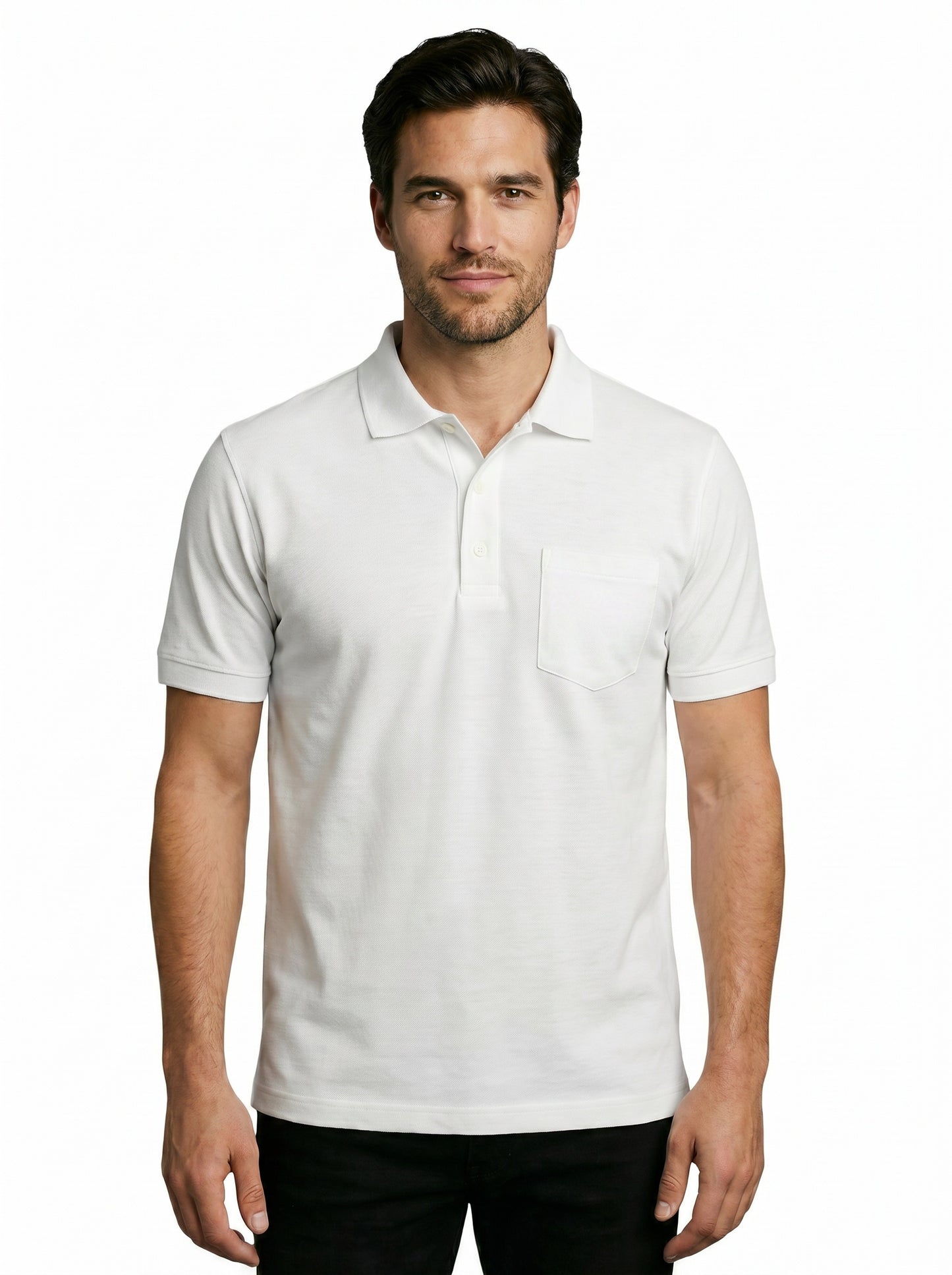 EcoLove Men's Polo T-Shirt, Short Sleeve, Collar Neck, Casual Wear - WHITE