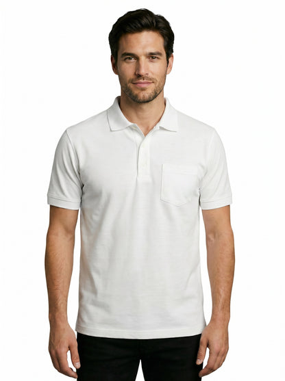 EcoLove Men's Polo T-Shirt, Short Sleeve, Collar Neck, Casual Wear - WHITE