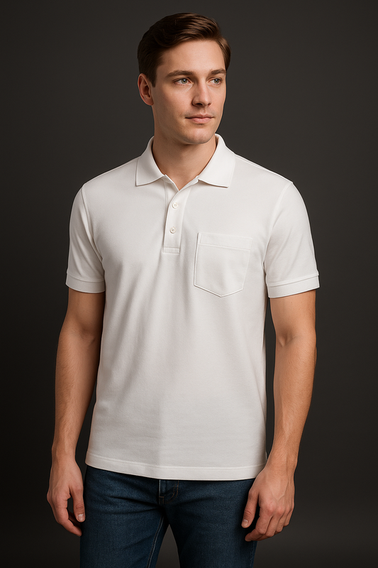 Ecolove Men's Plain Polo T-shirt - White