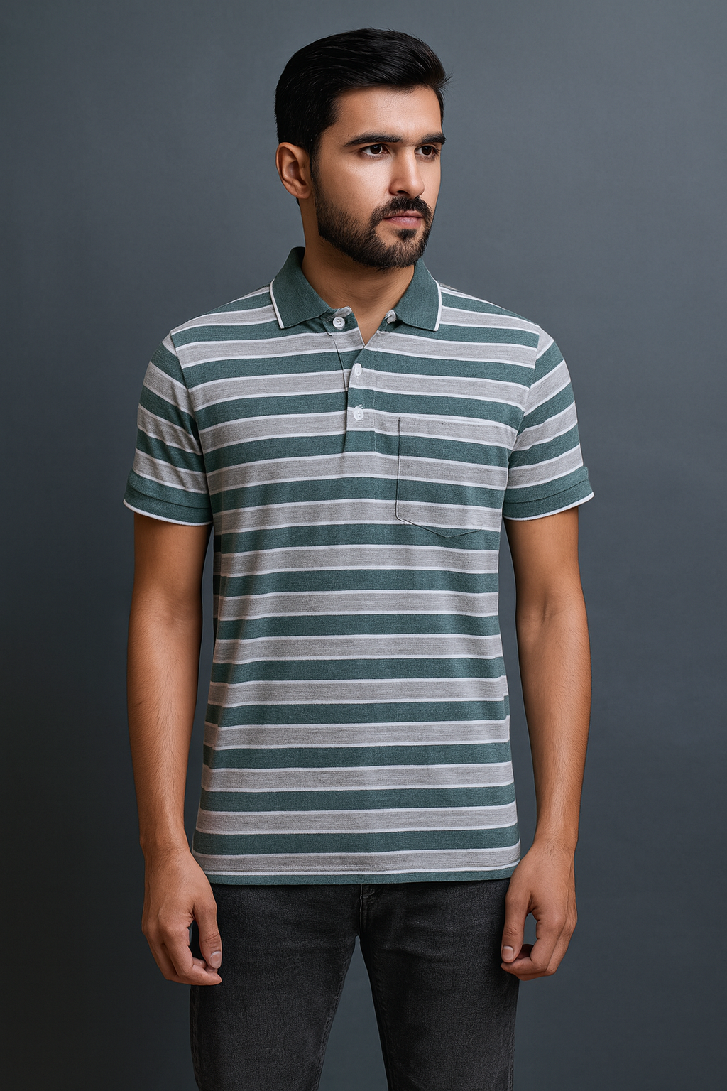 Men Striper Polo T-shirt
