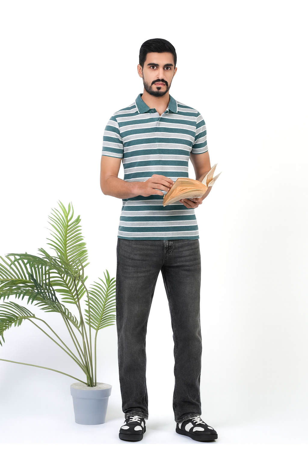 Men Striper Polo T-shirt