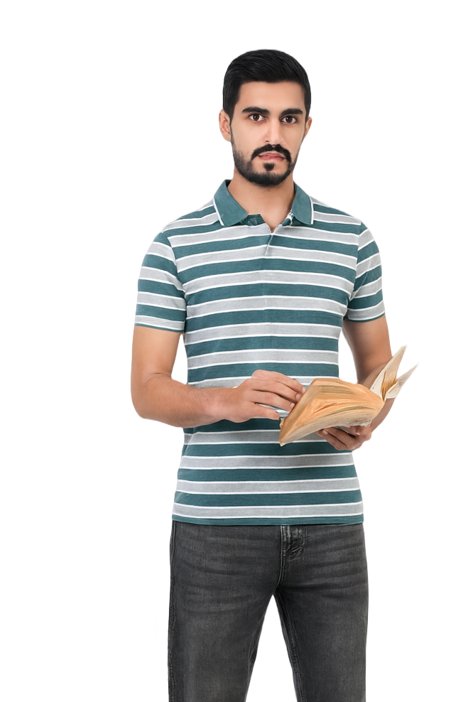 Men Striper Polo T-shirt