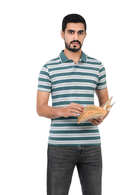 Men Striper Polo T-shirt