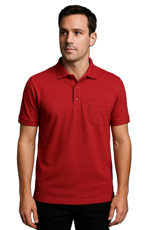 Ecolove Men's Plain Polo T-shirt - Red