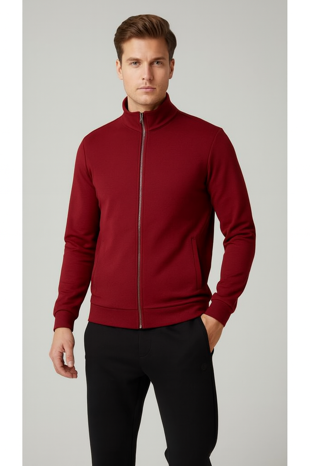 Mens Zipper Jacket maroon
