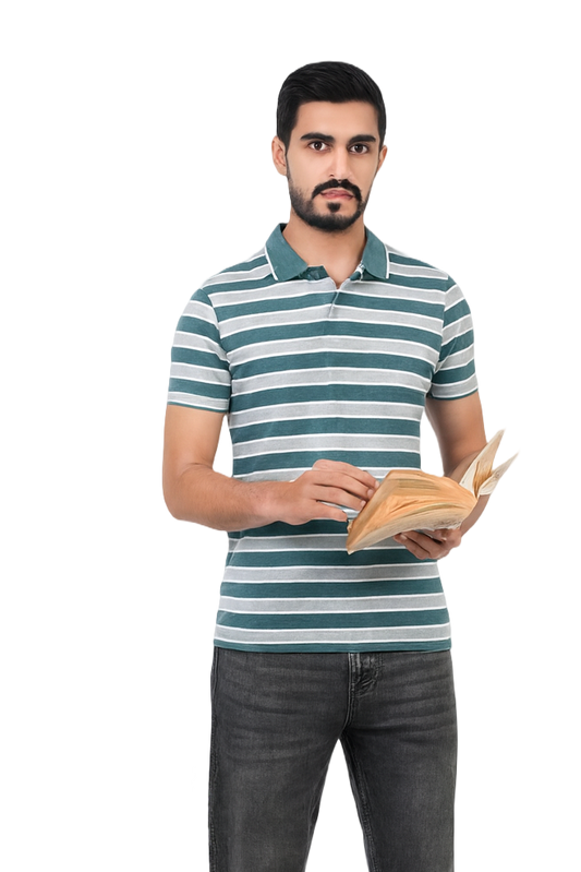 Men Striper Polo T-shirt