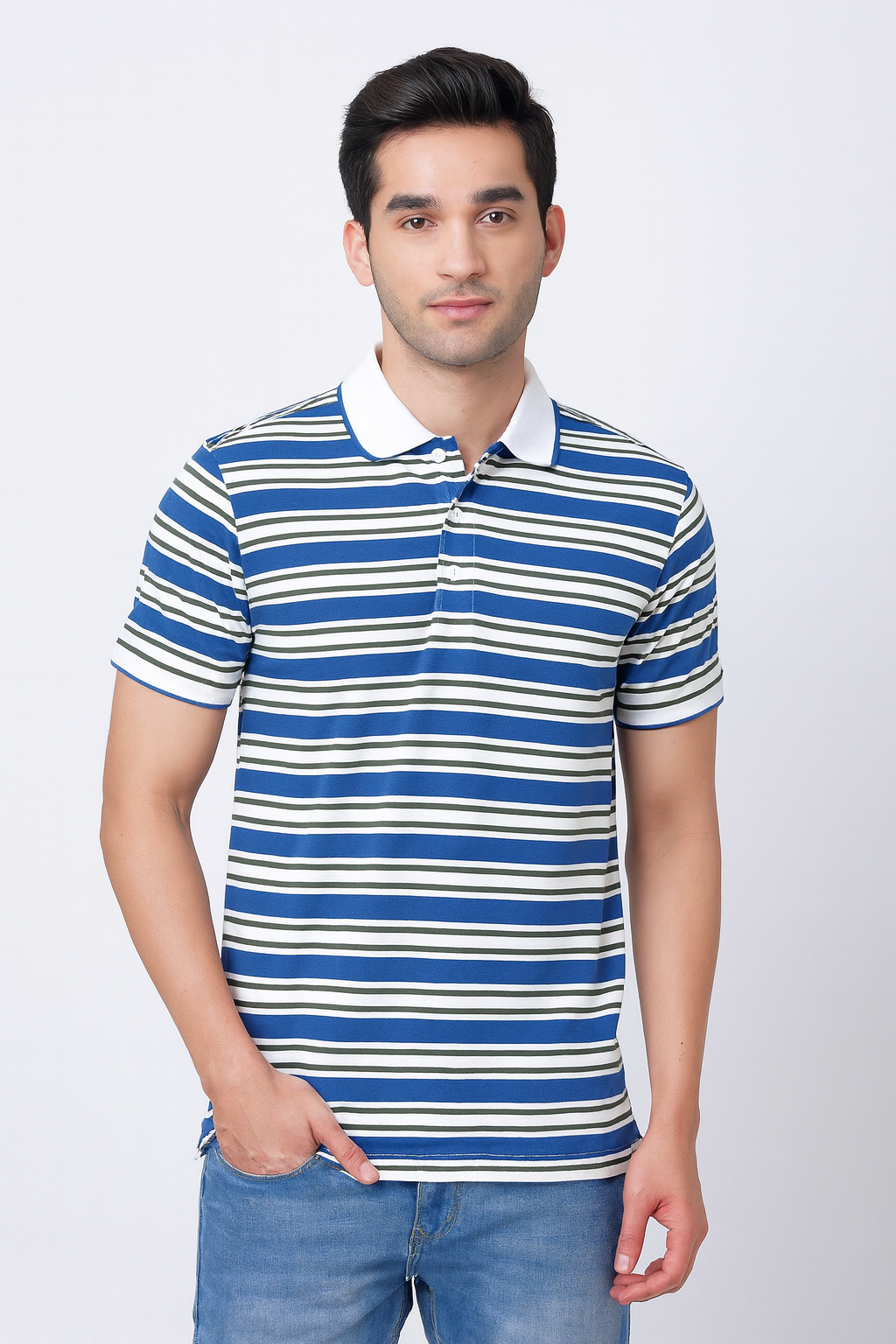 Men Striper Polo T-shirt
