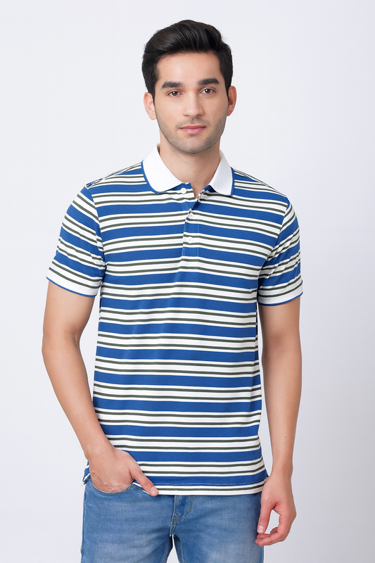 Men Striper Polo T-shirt