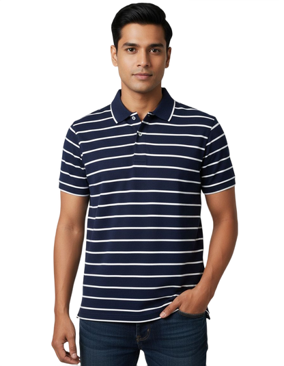 Men Striper Polo T-shirt