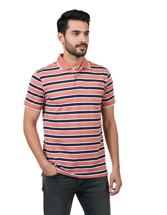 Men Striper Polo T-shirt