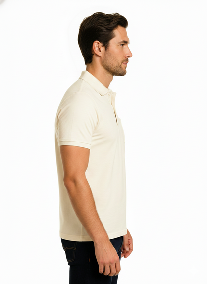 EcoLove Men's Polo T-Shirt, Short Sleeve, Collar Neck, Casual Wear - OFF WHITE