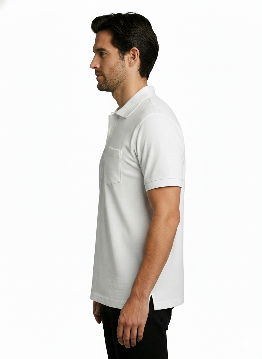 EcoLove Men's Polo T-Shirt, Short Sleeve, Collar Neck, Casual Wear - WHITE